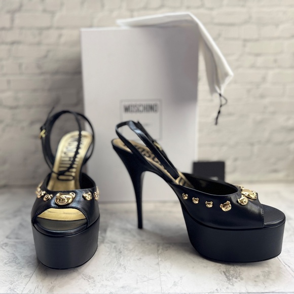 NEW Moschino Teddy Bear Studded Ankle Strap Platform Sandal - Picture 7 of 9